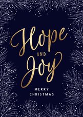Christelijke kerstkaart Hope and Joy