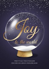 Christelijke Kerstkaart Joy to the World sneeuwbol