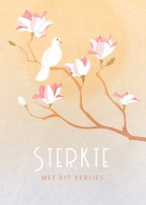 Condoleance illustratie witroze magnolia tak met witte duif