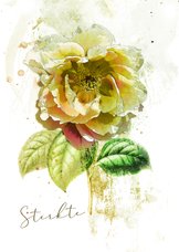 Condoleancekaart gele roos engelse stijl