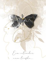 Condoleancekaart vlinder in zwart