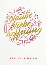 Duitse Christelijke kerstkaart 'Glaube Liebe Hoffnung'