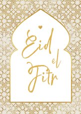 Eid el Fitr islamitische religiekaart boog patroon goud