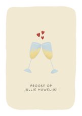 Feestelijke huwelijkskaart met champagneglazen