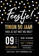 Feestelijke uitnodiging feestje 50 jaar met confetti