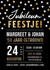 Feestelijke uitnodigingskaart jubileum feest met confetti