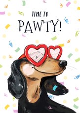 Feestelijke verjaardagskaart met geïllustreerde hond