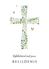 Felicitatie belijdenis met botanisch kruis