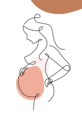 Felicitatie - Lijntekening zwangere vrouw