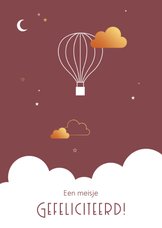 Felicitatie - Luchtballon met wolkje in goudlook