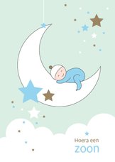 Felicitatie - Maan, sterren en slapend kindje