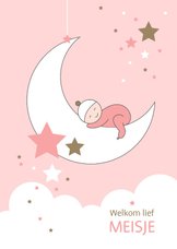 Felicitatie - Maan, sterren en slapend meisje