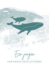 Felicitatie met waterverf en walvissen