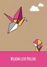 Felicitatie origami vogel meisje