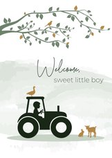 Felicitatie silhouet tractor met dieren