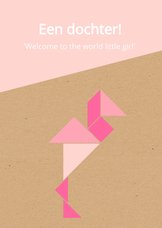Felicitatie - Tangram flamingo voor een meisje
