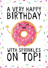 Felicitatie verjaardag donut with sprinkles on top