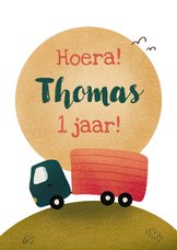 Felicitatie verjaardag met vrachtwagen voor een kind