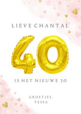 Felicitatiekaart 40ste verjaardag met gouden cijfers