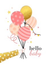 Felicitatiekaart dochter arm ballonnen roze goud