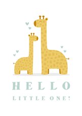 Felicitatiekaart geboorte jongen giraffes met hartjes