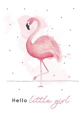 Felicitatiekaart geboorte meisje met hippe flamingo