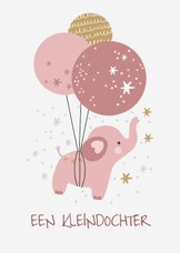 Felicitatiekaart geboorte - olifant ballonnen kleindochter