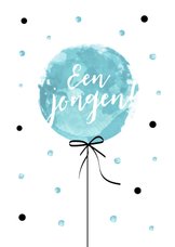 Felicitatiekaart geboorte van een jongen met blauwe ballon