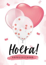 Felicitatiekaart geboorte zwanger meisje ballonnen confetti