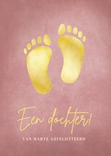 Felicitatiekaart gouden voetjes geboorte