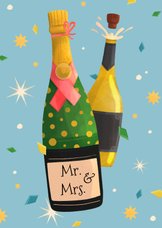 Felicitatiekaart huwelijk champagne cheers confetti