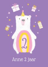 Felicitatiekaart ijsbeer kadootjes verjaardag