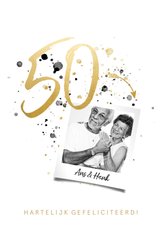 Felicitatiekaart jubileum '50' met foto en spetters