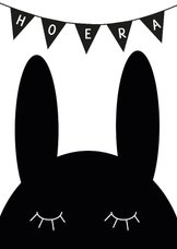 Felicitatiekaart konijn zwartwit