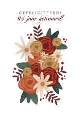 Felicitatiekaart met bloemen voor huwelijksjubileum 65 jaar