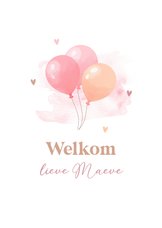 Felicitatiekaart met roze ballonnetjes