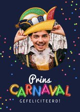 Felicitatiekaart prins carnaval carnavalskaart confetti foto