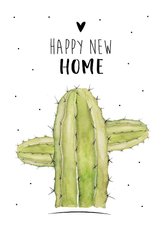 Felicitatiekaart voor een nieuwe woning met mooi cactus