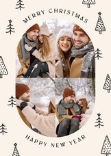 Fotocollage ovaal vier foto's op kerstboompjespatroon