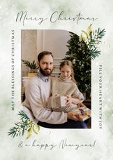 Fotokaart christelijk botanisch kersttak foto watercolor