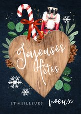 Franse nieuwjaarskaart met notenkraker hart ster