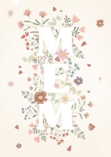 Friese memmedeikaart met bloemetjes en mem