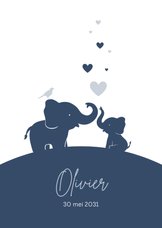 Geboorte - Twee olifantjes met hartjes