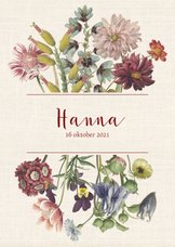 Geboortekaart met pastelkleurige vintage bloemen