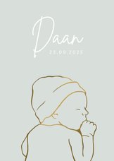 Geboortekaartje met lijntekening van baby