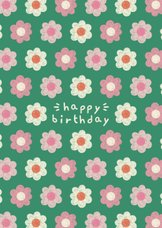 Geïllustreerde verjaardagskaart met bloemenpatroon