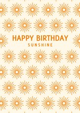 Gele verjaardagskaart met zonnetjes happy birthday sunshine