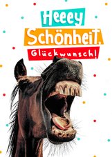 Grappige Duitse verjaardagskaart met paard