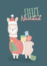 Grappige kerstkaart met woordgrap 'fleece navidad'