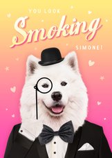 Grappige sexy valentijnskaart met hond - smoking hot!